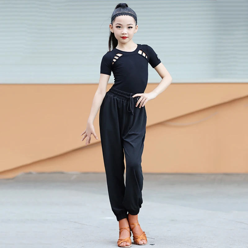 

Kids Latin Dance Practice Clothes New Black Loose Pants Girls Samba Rumba Cha Cha Ballroom Dancing Costume Latin Trousers