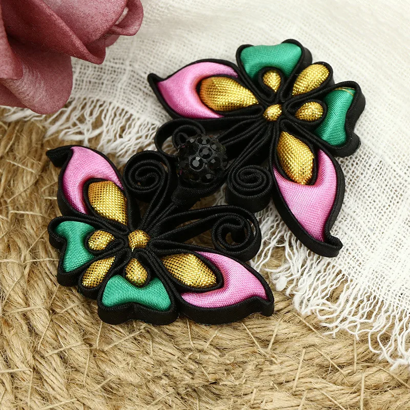 1 пара китайских пуговиц с узлом ручной работы Чонсам Танг костюм Подсолнух