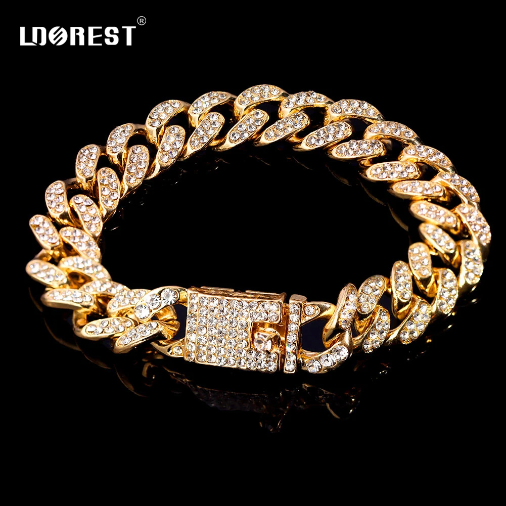 Мужской браслет-цепочка из кубинской глины в стиле хип-хоп 13 мм | Украшения и