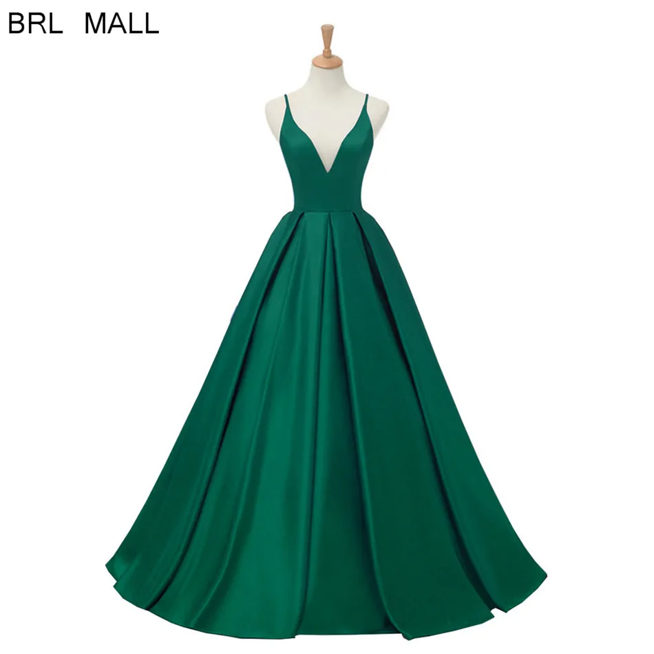 

2019 Red Sexy Satin Evening Dresses Long A-line Prom Dresses V-neck Evening Party Dresses Prom Dress Open Back Robe De Soiree