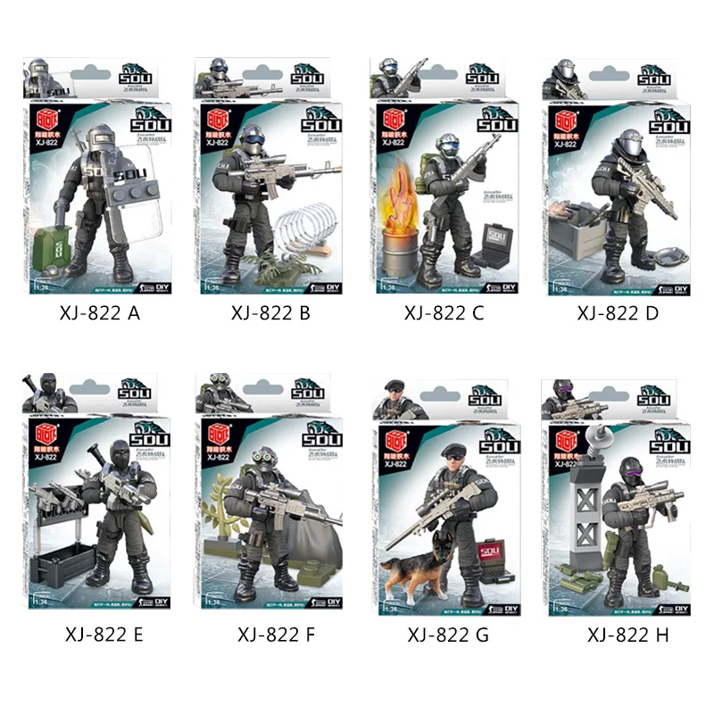 8 шт./компл. SWAT военная модель строительные блоки игрушки армия боевая игра оружие