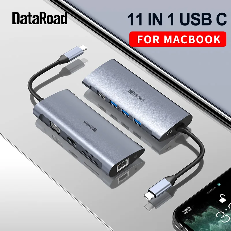 DataRoad 11 в 1 USB C концентратор типа для мульти 3 0 HDMI RJ45 адаптер док станция MacBook Pro