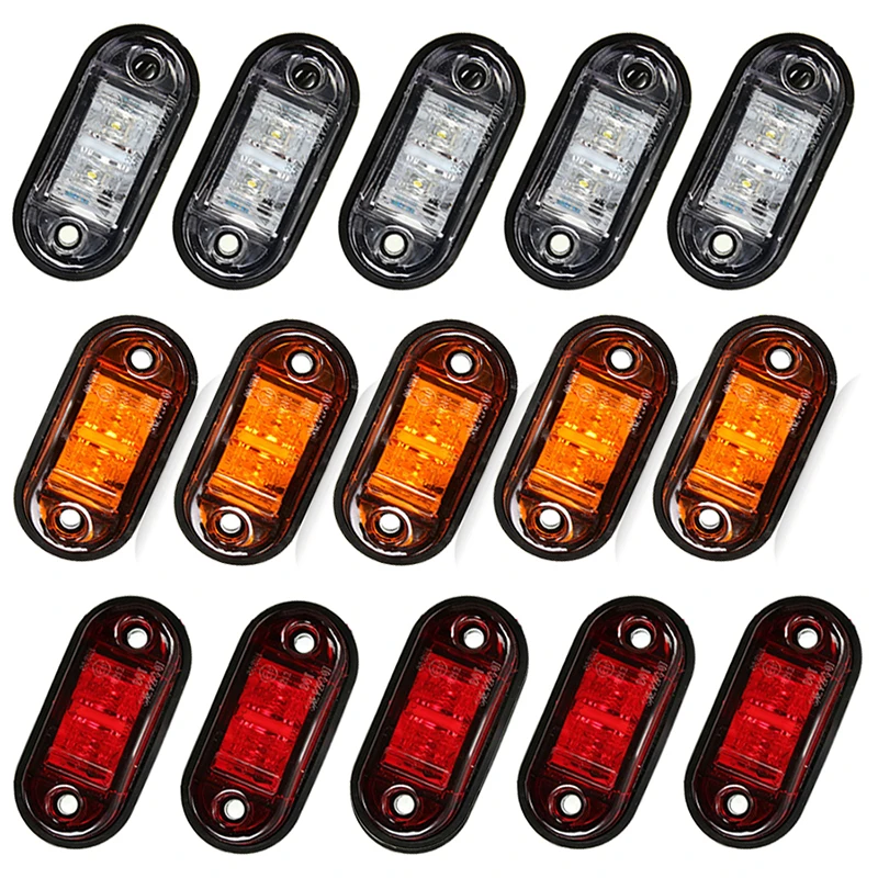 10PCS Warning Light LED Diode Light Trailer Truck Orange White Red LED Side Marker Lamp