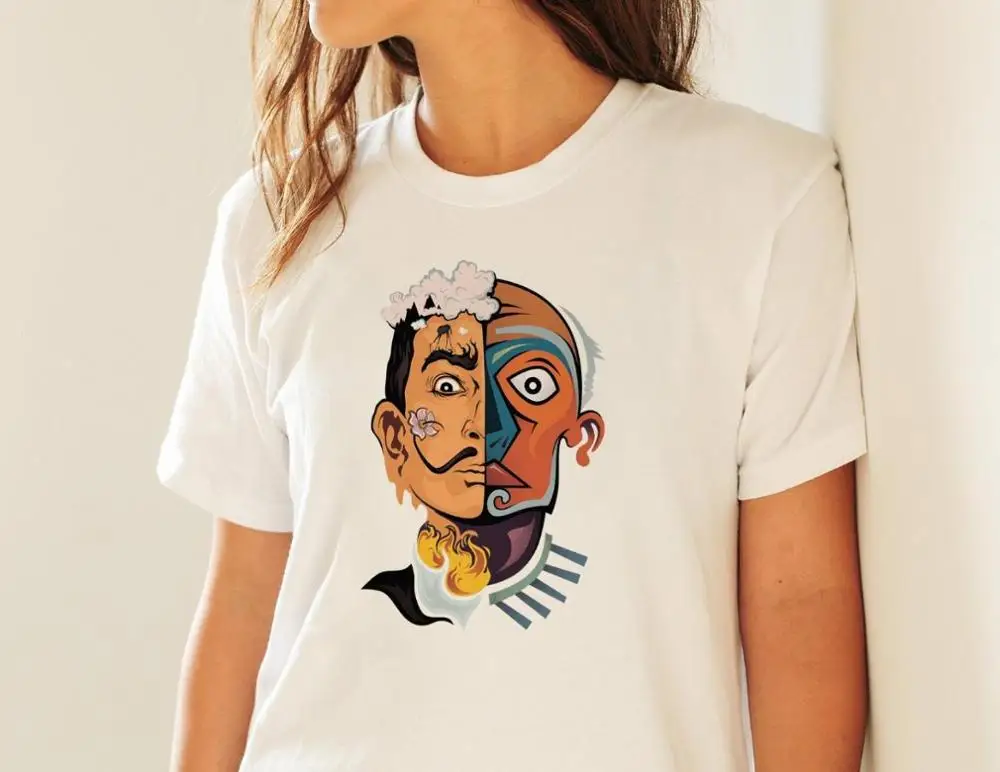 

oil painting face Print Women tshirt Cotton Casual Funny t shirt Gift For Lady Yong Girl Top Tee FA-2