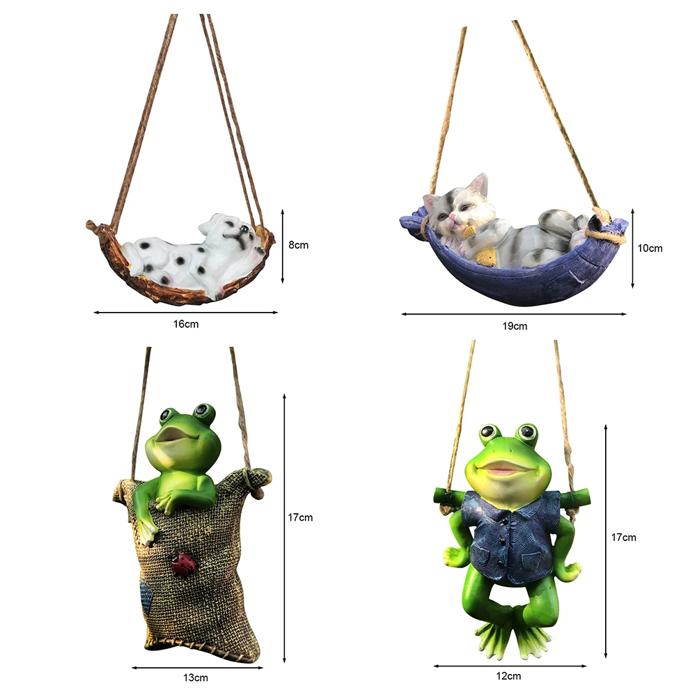 

Funny hanging tree dog cat frog statue decoration ornaments outdoor garden balcony animal sculpture resin art gift pendant