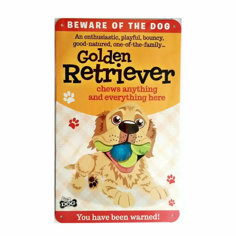 

Wags & Whiskers Dog Sign/Plaque Golden Retriever - Tin Plaque 8x12