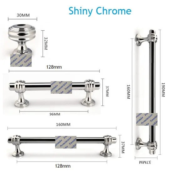 Shiny Chrome 2 шт./лот, американский Европейский твердый цинк, кухня, ванна, шкаф, ящик, дверная ручка, хромированная, матовая, никель, золото, пистолет, черный - Цвет: Shiny Chrome