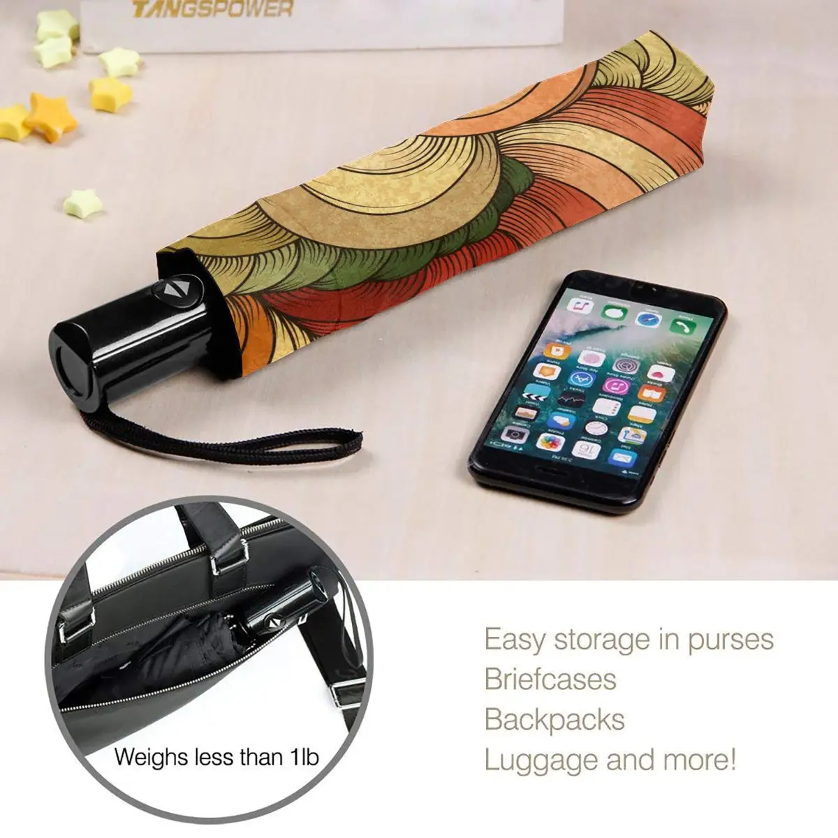 

Sunny Umbrella Abstract Retro Wave Automatic folding portable men women umbrella Sunscreen rain Windproof beach parasol