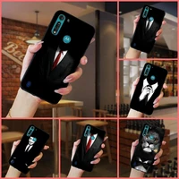 man suit shirt tie lion animal phone case for xiaomi redmi note 7 8 9 t max3 s 10 pro lite cover funda coque shell