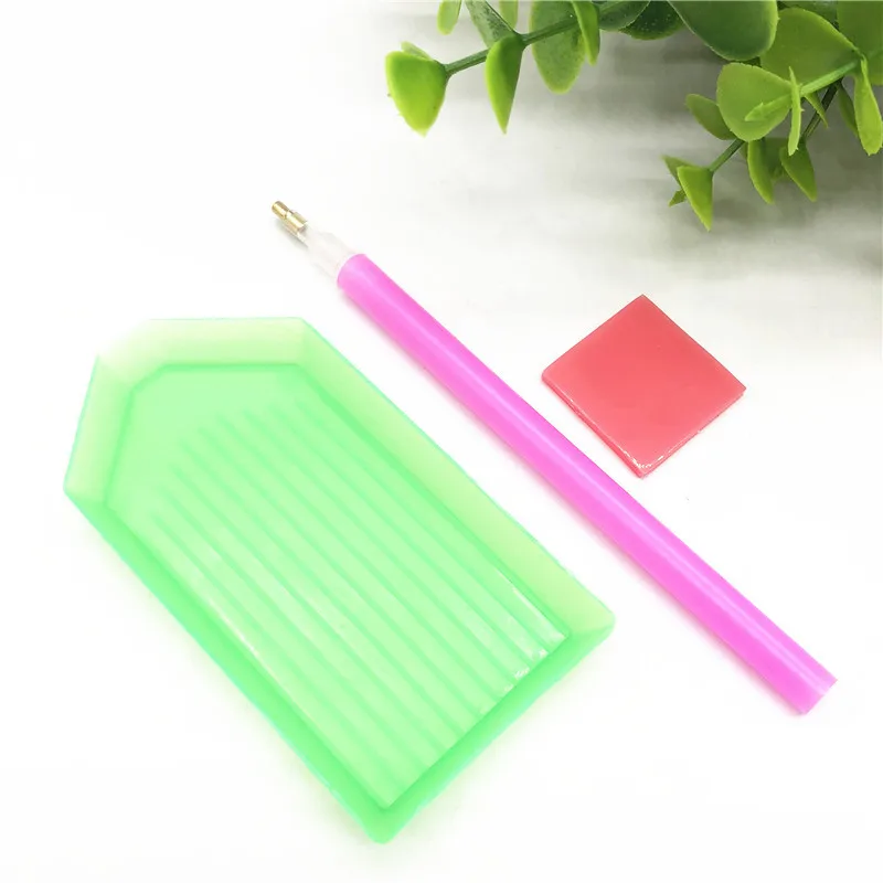 

3pcs Nail Art Drill Pen 5D Diamond Painting Tools Point Drill Pen Crayon Kit With Tray Mortar For Nail Art DIY Decoration Tools