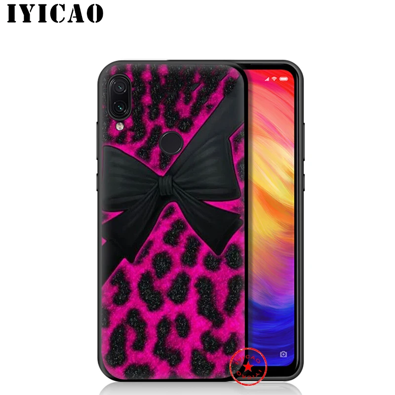 IYICAO черный розовый Леопардовый Мягкий чехол для Xiaomi Redmi Note 8 7 6 5 Pro 5A 4X задняя