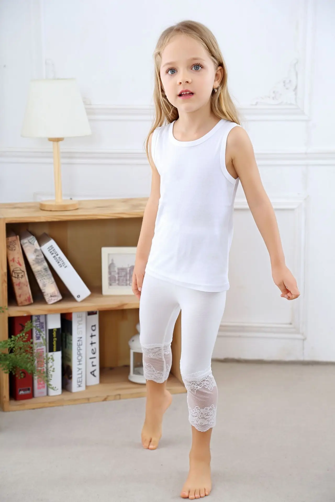 Summer Baby Girls Leggings Children Calf-length Pants Kids Candy Color Modal Lace Stitching Soft Toodler Girl Clothing 2-10y images - 6
