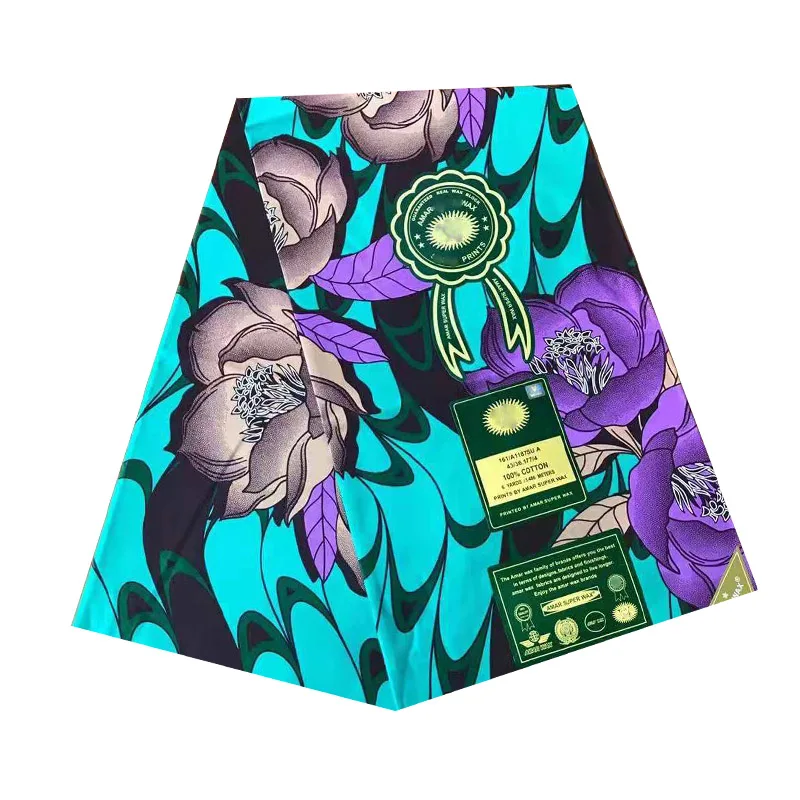

2019 the lastest design african wax pagne nigerianblock prints in fabric 100% cotton 6yards/piece soft breathable cloth V-L 713
