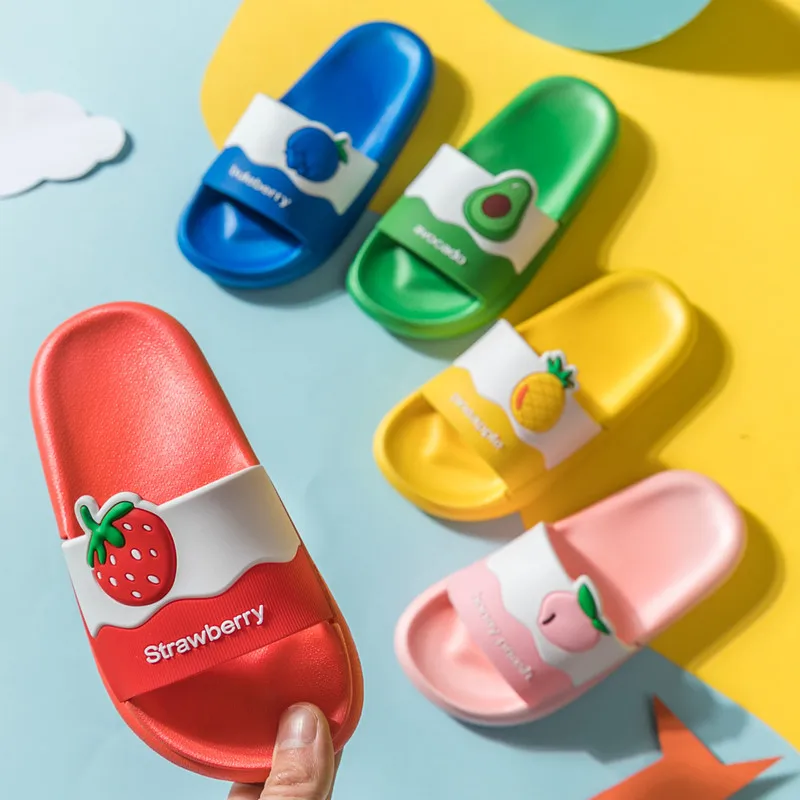 

Cute Fruits Slides Home Outdoor Beach Children Slippers Flat Soft Sole Free Shipping Summer Shoes Kids Slippers for Girls