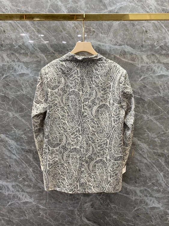 

2021 early spring new fashion women's lapel print pattern decoration long-sleeved all-match suit 111