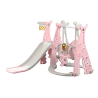 3 In 1 Baby Slides and Swing Basketball Story Home Kids Mini Playground Plastic Slides Set Toy Indoor Family Kindergarten