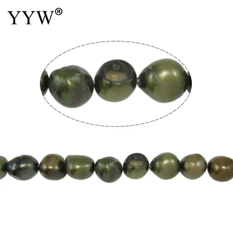 9-11mm Dark Green Cultured Baroque Freshwater Pearl Beads For Diy Handmade Necklace Bracelet Earrings Pearls Hole 0.8mm 15 Inch