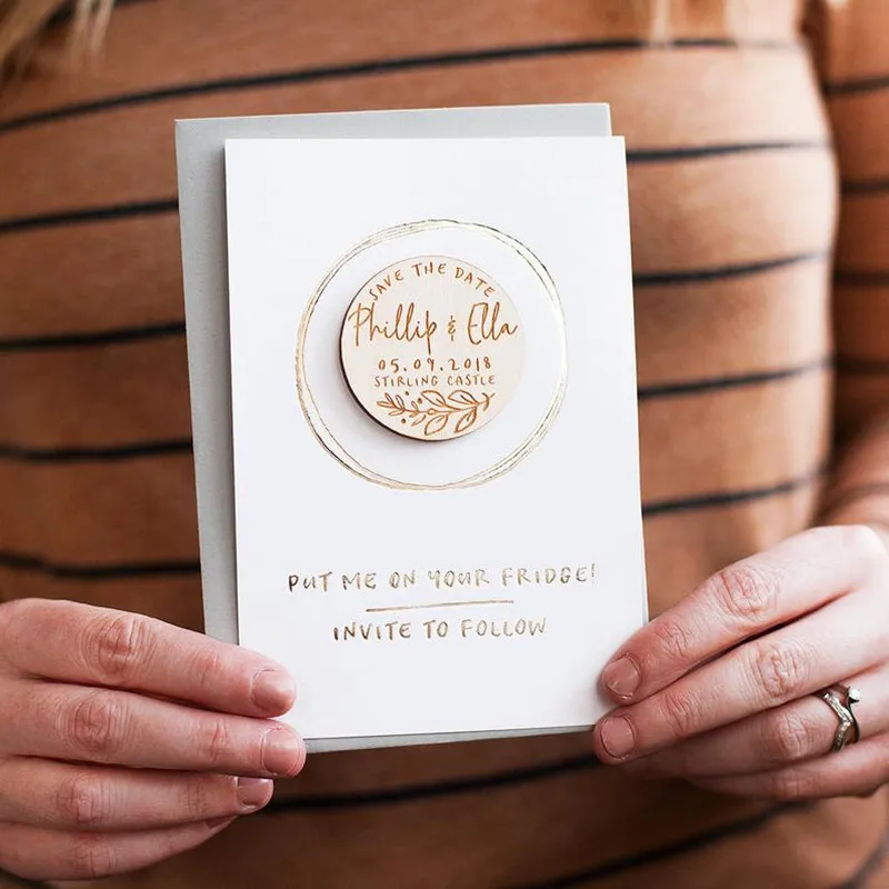 Цветочный деревянный магнит персонализированная свадьба сохранить дату