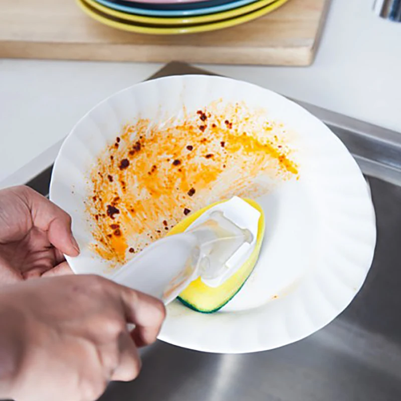 Чистящая губка щетка мыло ручка диспенсера чаши сковородки чашки для чистки