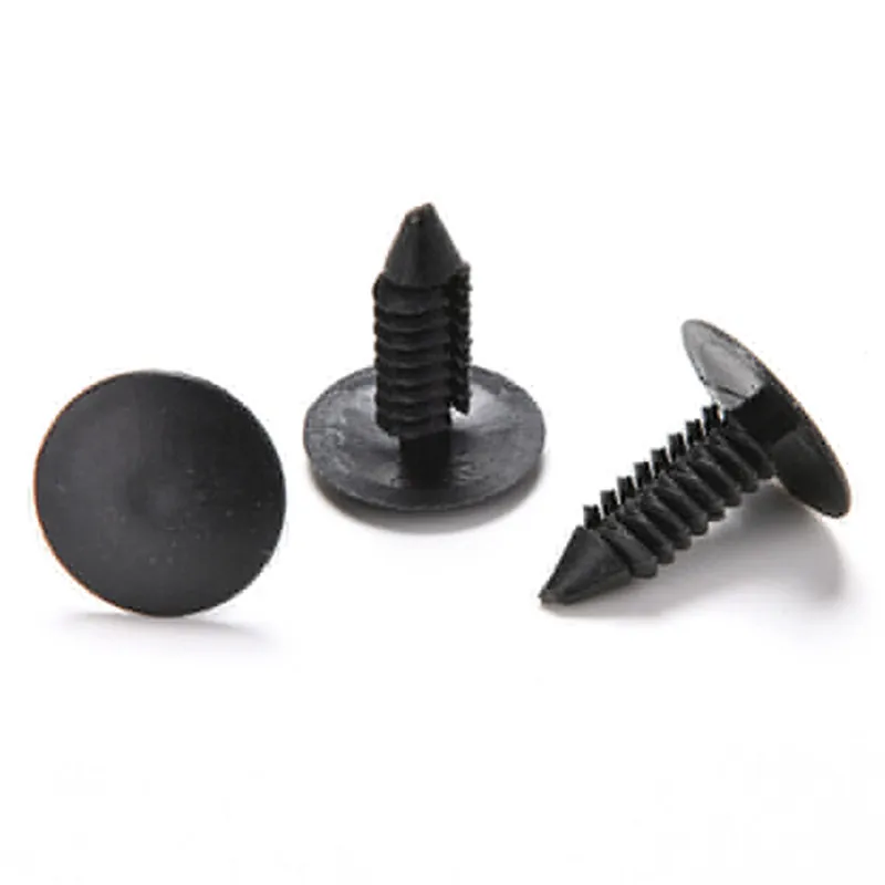 

Balck Color 100pcs 6mm Dia Door Trim Panel Black Plastic Rivet Clip Fastener For Car Vehical New Arrival 2021