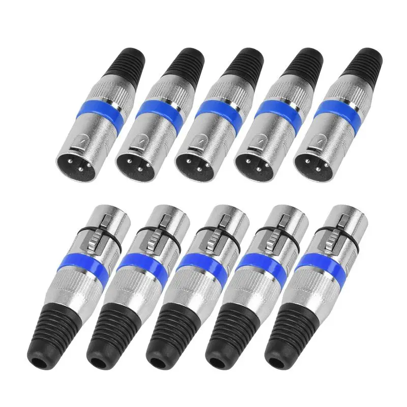 

5 Pairs 3 Pin XLR Connectors Male and Female Microphone Mic Cable Plug Connector o Socket, 10 Pack CNIM Hot