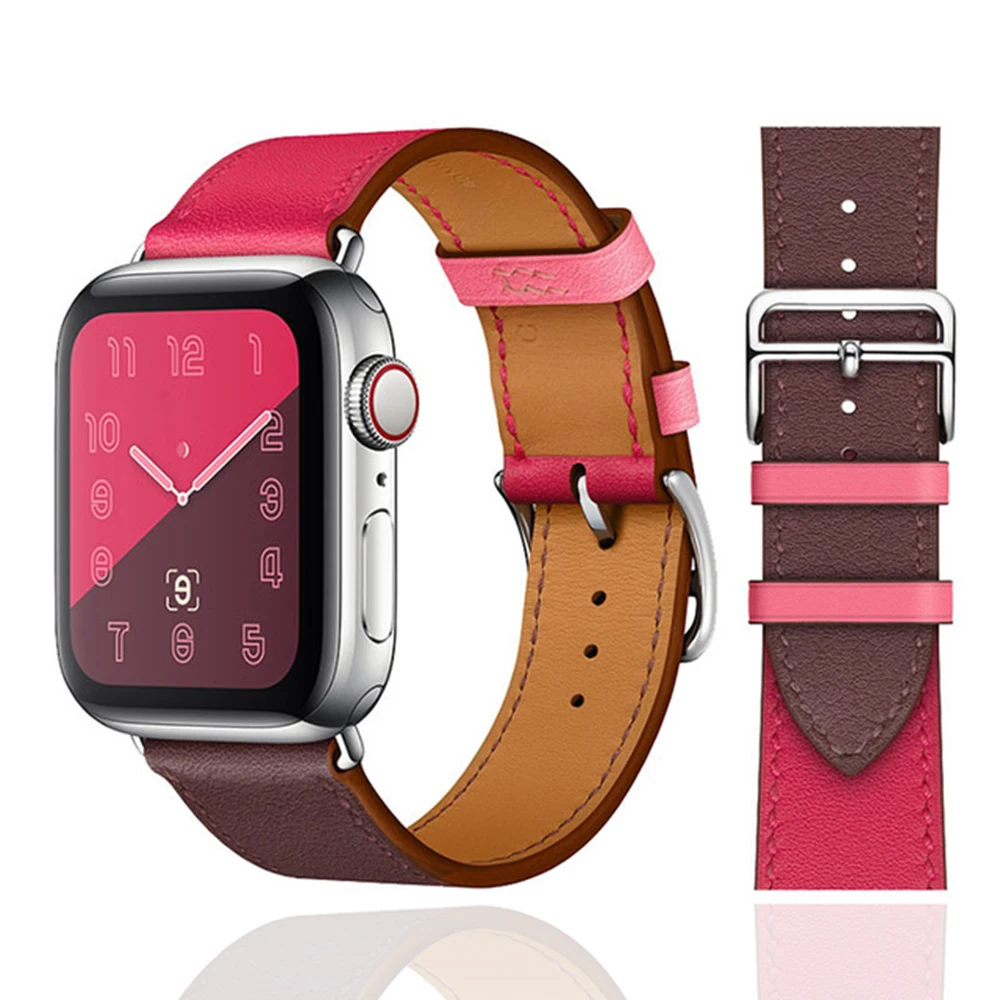 

40mm 44mm 38mm 42mm Cow Leather Strap For Apple Watch For iwatch Series SE 6 5 4 3 21 Watchband Accessories Bracelet Replacement