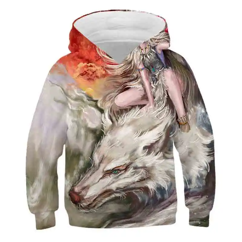 

Fashion Baby Wolf Animal 3D Printed Hooded Hoodies Boy Girl Children's Clothing Shinning Wolf Design Sweatshirts Casual Pullover