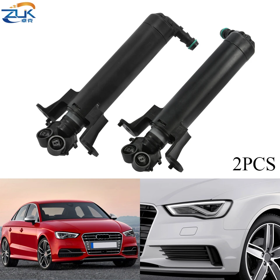 

ZUK 2PCS Front Headlight Washer Nozzle For Audi A3 2013-2016 Headlamp Cleaning Water Spray Jet Pump OEM: 8VD955101 8VD955102