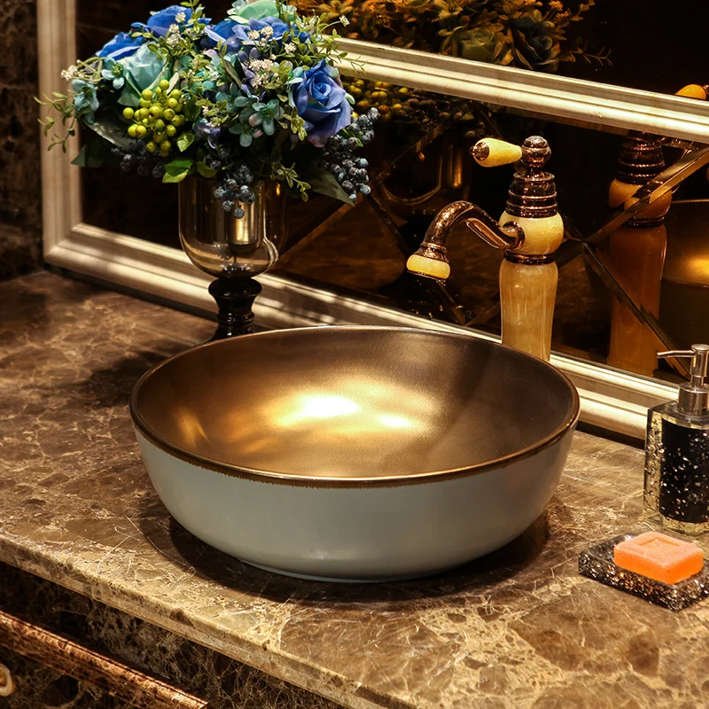 Круглая китайская керамическая картина художественная раковина для ванной