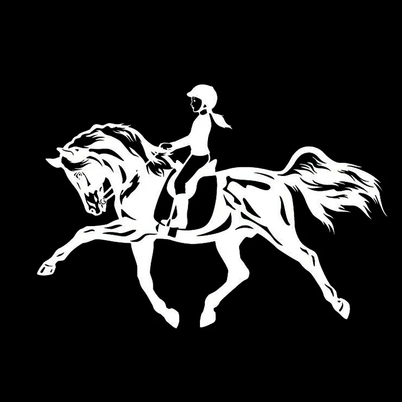 

Volkrays Interesting Car Sticker Riding A Horse Jumping Sport Girl Accessories Reflective Vinyl Decal Black/Sliver,11cm*17cm