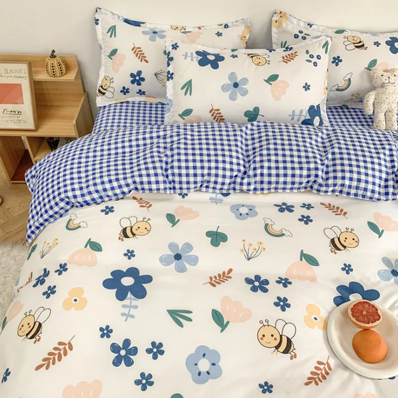 

Home Textiles Bedding Sets Home Bedding Duvet Cover Flat Sheet Skin-Friendly Aloe Cotton 3/4PCS Quilt Cover Sheet Pillowcases