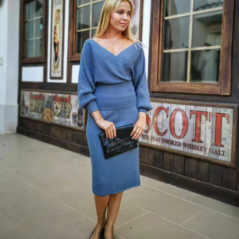 GIGOGOU/комплект из 2 предметов вязаный пуловер свитер с люрексом сверкающий джемпер