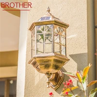 brother outdoor solar retro wall light led waterproof classical sconces lamp for home porch decoration
