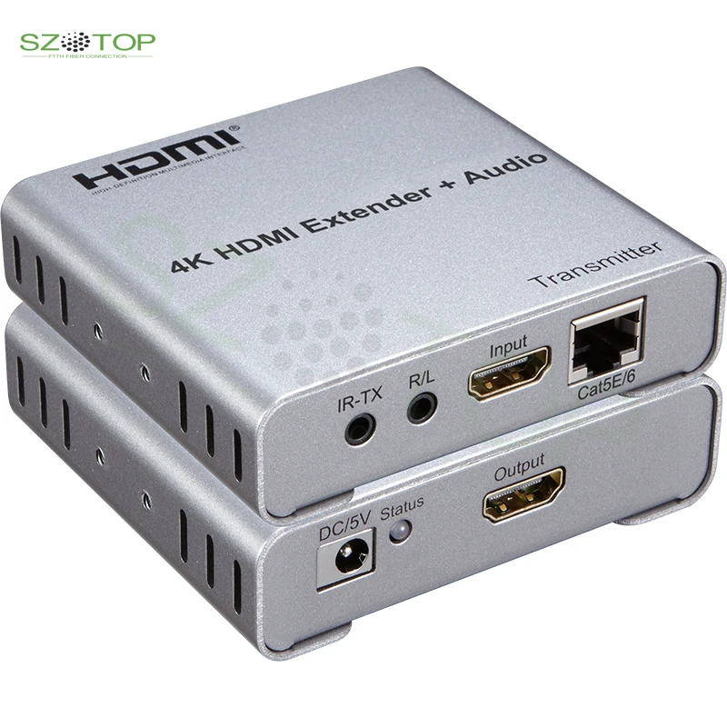 

4k 100m HDMI 1.4 extender RX TX Support 3.5mm R/L Audio Output IR control 3D video format Over Cat 5e/6