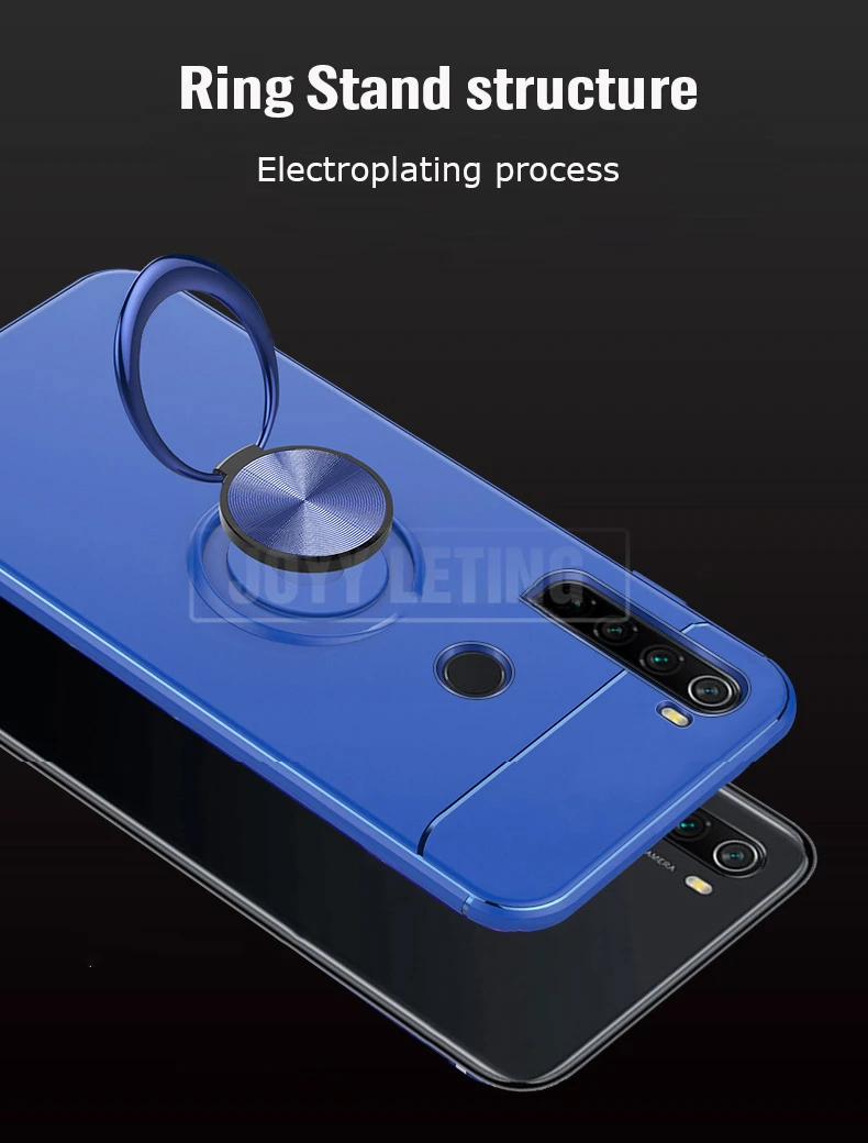 Кольцевой кронштейн, чехол для телефона для Xiaomi Redmi Note 8 Pro, чехол, Мягкий Силиконовый противоударный чехол на заднюю панель для Redmi Note 7 8 Pro, кольцевой чехол