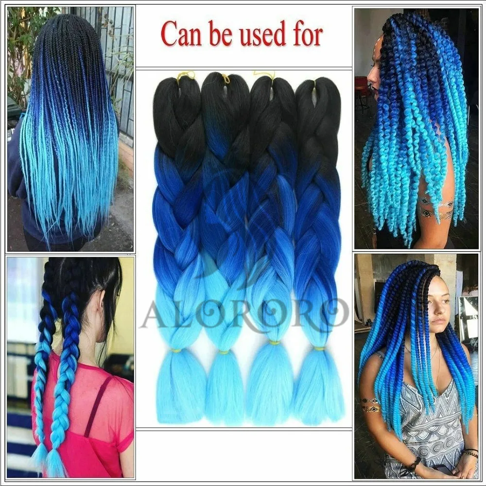 

Alororo Ombre Braiding Hair Afro Synthetic Hair Extension for Braids 24 Inches Black Red Ombre Jumbo Braid Hair
