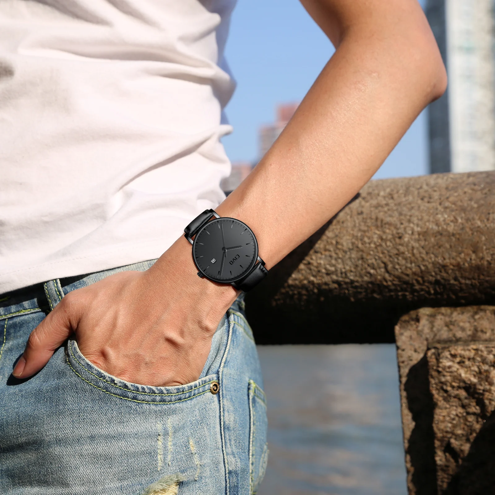 Часы наручные CIVO мужские ультратонкие минималистичные водонепроницаемые