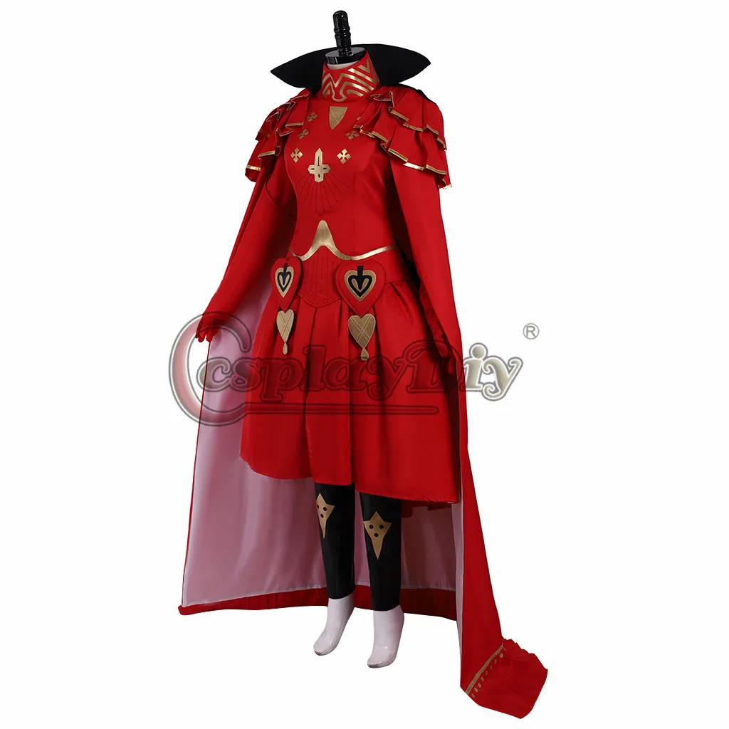 Cosplaydiy Fire Emblem: Three Houses Cosplay Edelgard Von Fresberg Time Skip Costume Women Red Dress Halloween Custom Made