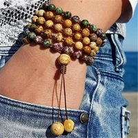 natural jasper necklace 108 buddha beads bracelet calming inspiration classic handmade diy chic wristband blessing elegant