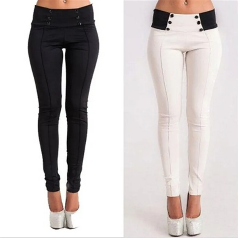 

Pants For Women Stretch Skinny High Waist Button Pencil Pants Slim Trousers Casual Modal Leggings S-XL