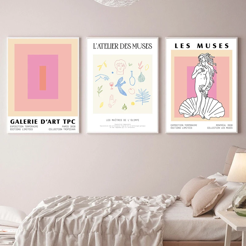 

Color Block Matisse Abstract Artwork Canvas Painting Les Muses Greek Statue Art Prints Greek Goddess Mid Century Modern Posters