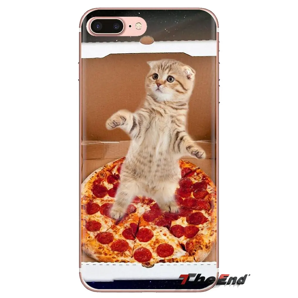 Кот поедающий пиццу дизайн в космосе художественные чехлы для iPhone XS Max XR X 4 4s 5 5S 5C SE