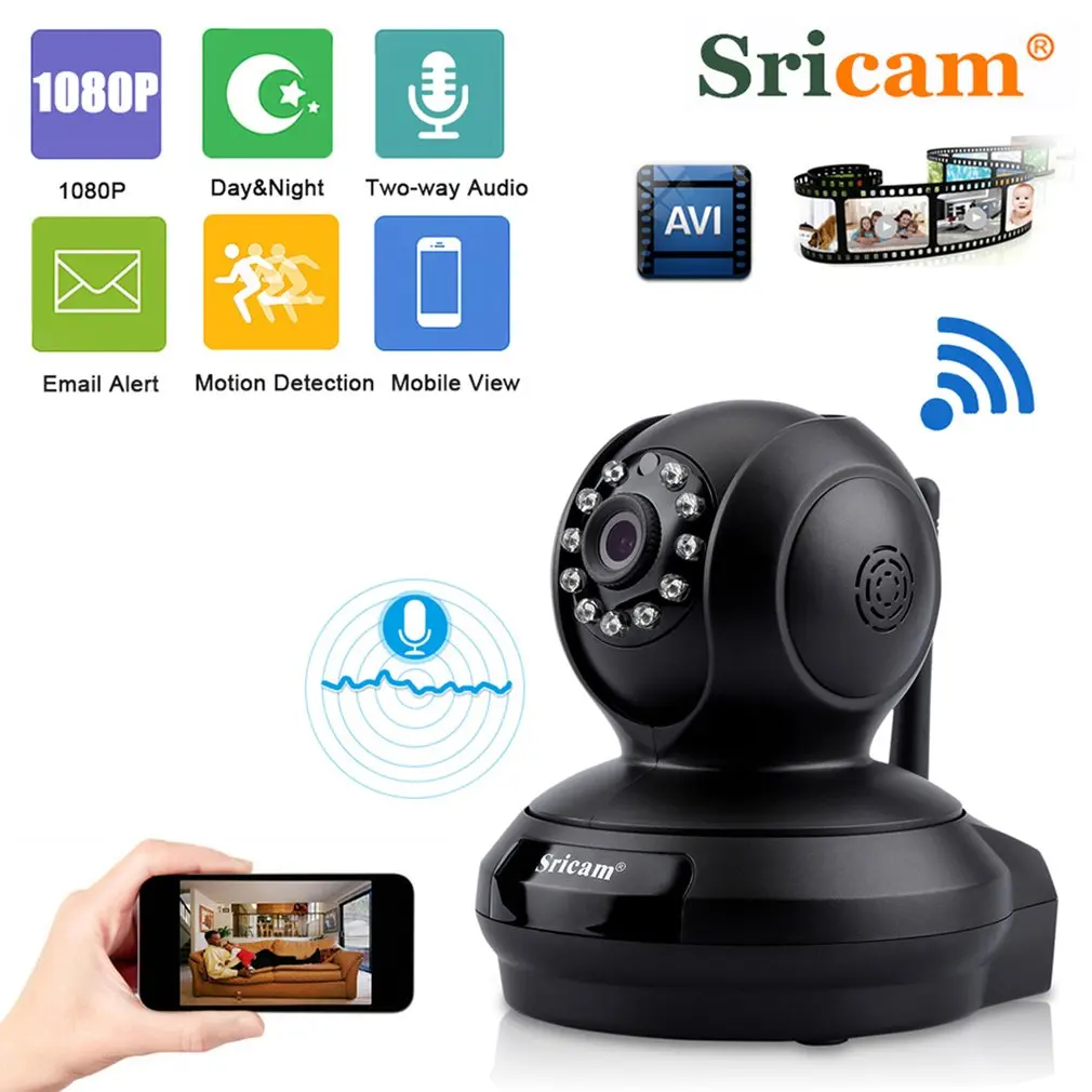 Sricam Детский Монитор SP019 Беспроводная ip-камера 1080P WiFi домашняя P2P PT TF карта камера