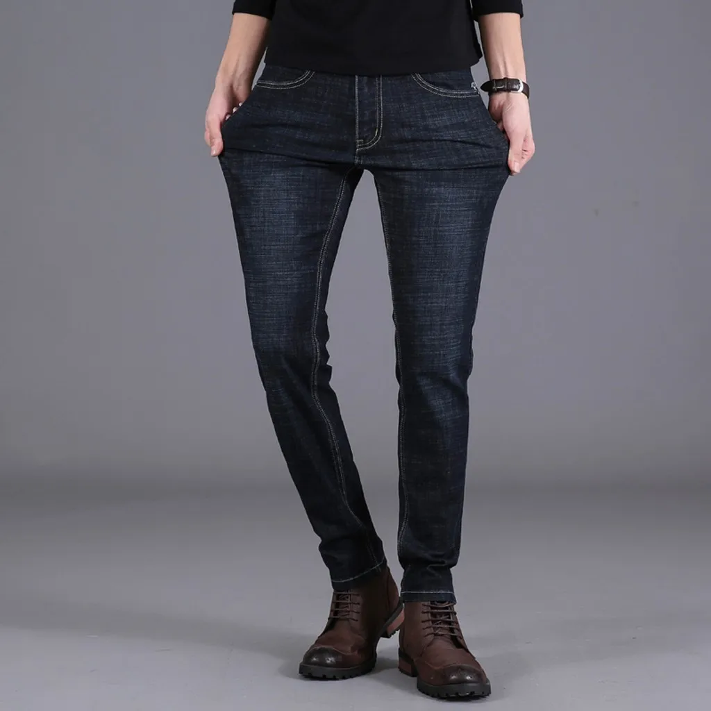 2019 легкие джинсы мужские прямые брюки классические эластичные модные тонкие