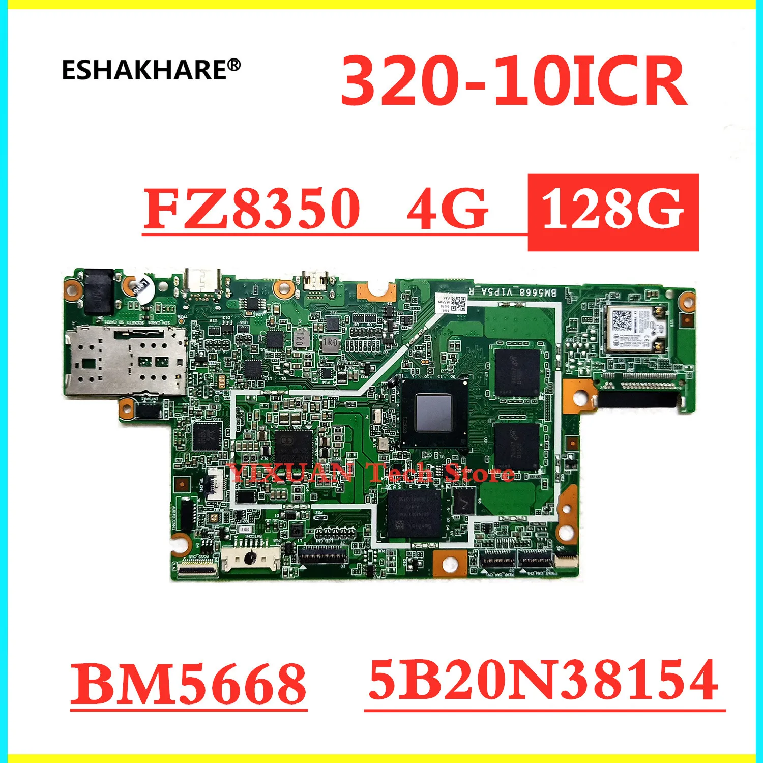 for Lenovo ideapad Miix 320-10ICR laptop motherboard, bm5668_vip5_r with CPU 80XFZ8350 RAM 4G SSD 128G 100% working test ok new!