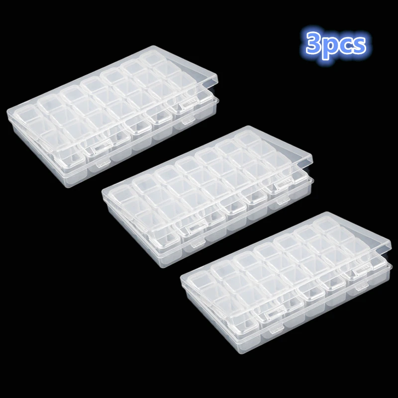 

3PCS 28 grid Square Round diamond painting Accessories Diamond Embroidery Cases PP plastics Box Organizer Home Storage boxes