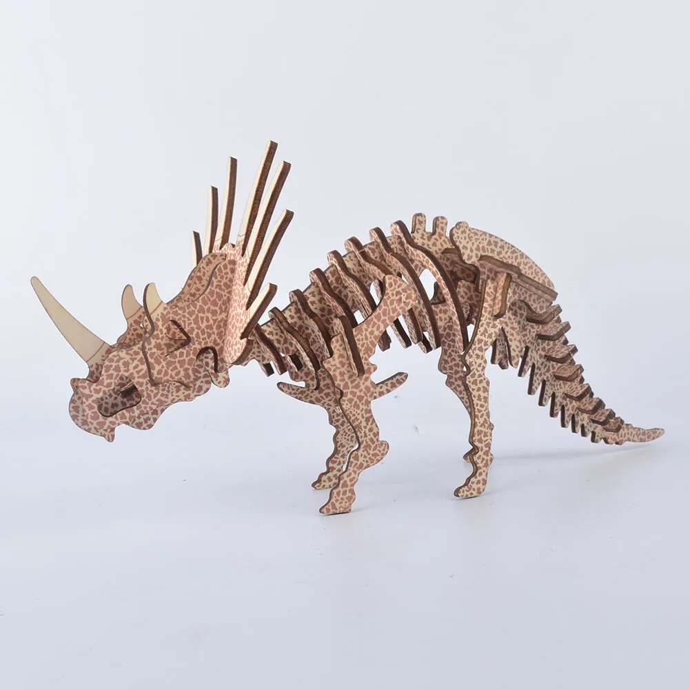 Детская Подарочная игрушка деревянная головоломка-Трицератопс в сборе подарок