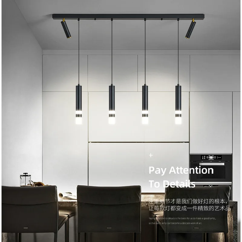 Beste Creative Led Keuken Eiland Led Hanglamp Voor Eettafel Woonkamer Kantoor Verlichting Draaibare Spotlight Zwart Bar Lichten