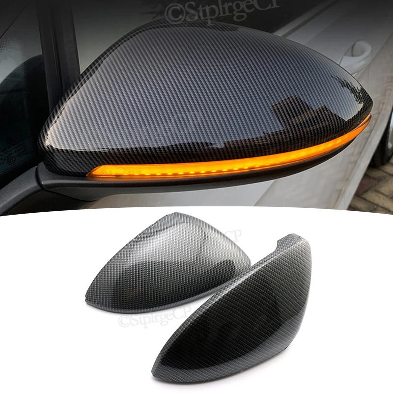 

For Volkswagen VW Golf MK7 7.5 GTI 7 Golf 7 R 2013 - 2019 Side mirror cover carbon fiber pattern bright black mirror cover