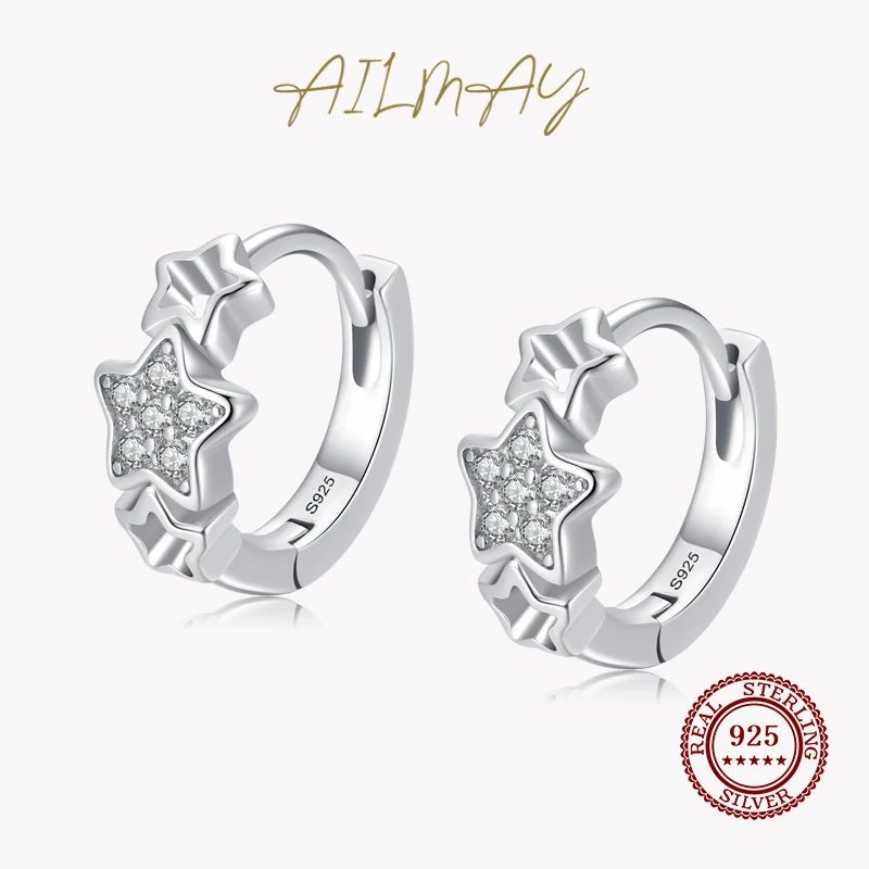 

Ailmay Fashion 925 Sterling Silver Sparkling Clear Zircon Star Earrings For Women Classic Wedding Statement Fine Jewelry